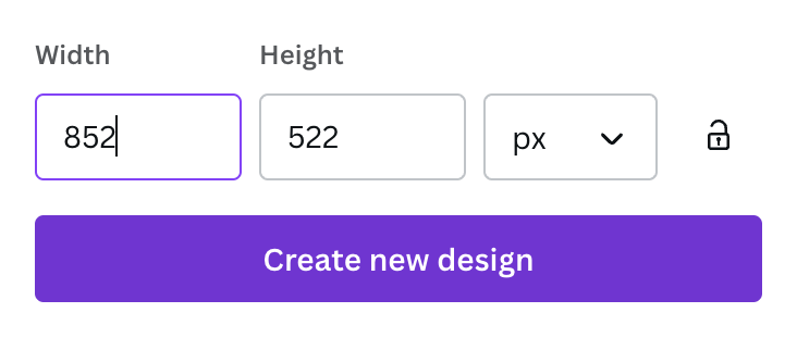 Canva size selector